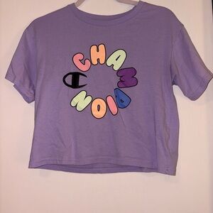 Champion Lavender Short Sleeve Graphic Crop Tee